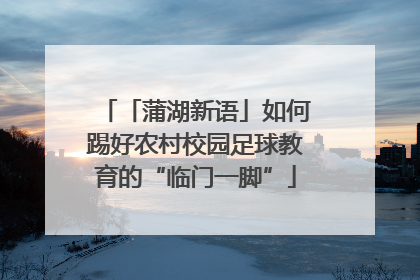 「蒲湖新语」如何踢好农村校园足球教育的“临门一脚”