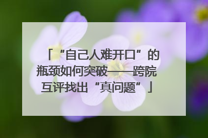 “自己人难开口”的瓶颈如何突破——跨院互评找出“真问题”