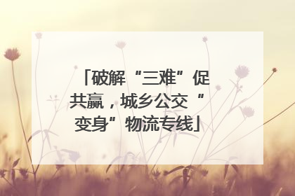 破解“三难”促共赢，城乡公交“变身”物流专线