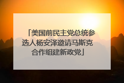 美国前民主党总统参选人杨安泽邀请马斯克合作组建新政党