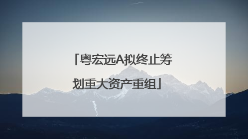 粤宏远A拟终止筹划重大资产重组