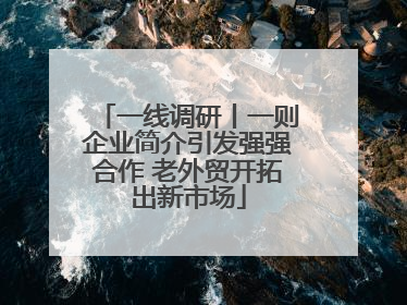 一线调研丨一则企业简介引发强强合作 老外贸开拓出新市场