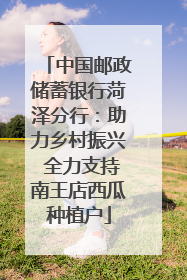 中国邮政储蓄银行菏泽分行：助力乡村振兴 全力支持南王店西瓜种植户