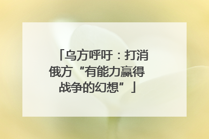 乌方呼吁：打消俄方“有能力赢得战争的幻想”