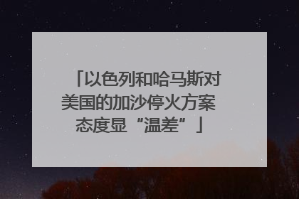 以色列和哈马斯对美国的加沙停火方案态度显“温差”