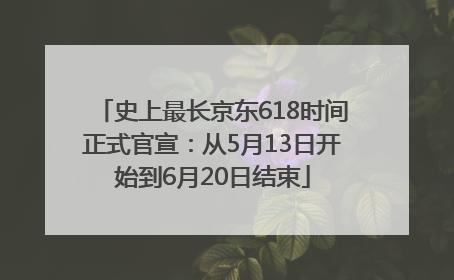 史上最长京东618时间正式官宣：从5月13日开始到6月20日结束