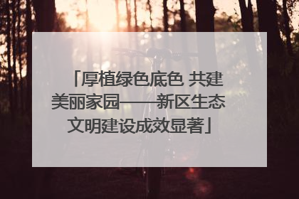 厚植绿色底色 共建美丽家园——新区生态文明建设成效显著