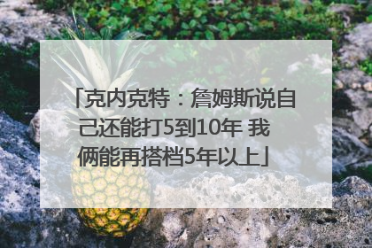 克内克特：詹姆斯说自己还能打5到10年 我俩能再搭档5年以上