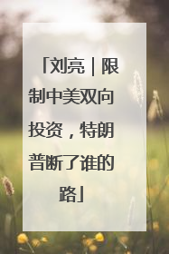 刘亮｜限制中美双向投资，特朗普断了谁的路