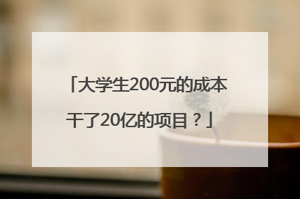 大学生200元的成本干了20亿的项目？