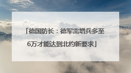 德国防长：德军需增兵多至6万才能达到北约新要求