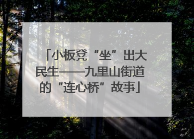小板凳“坐”出大民生——九里山街道的“连心桥”故事