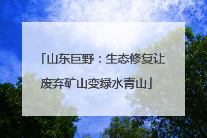 山东巨野：生态修复让废弃矿山变绿水青山
