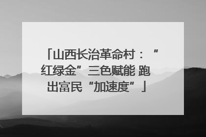 山西长治革命村：“红绿金”三色赋能 跑出富民“加速度”