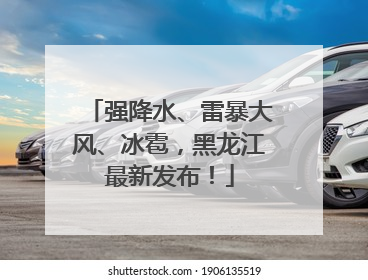 强降水、雷暴大风、冰雹，黑龙江最新发布！