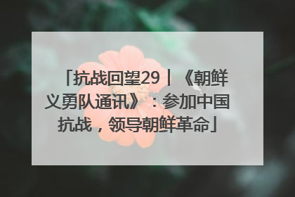 抗战回望29︱《朝鲜义勇队通讯》：参加中国抗战，领导朝鲜革命