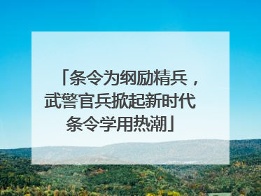 条令为纲励精兵，武警官兵掀起新时代条令学用热潮