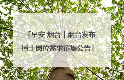 早安 烟台｜烟台发布博士岗位需求征集公告