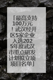 最高支持100万元！武汉经开区5家企业入选2025年度武汉市重点研发计划拟立项项目名单