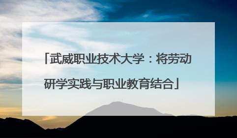 武威职业技术大学：将劳动研学实践与职业教育结合