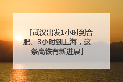 武汉出发1小时到合肥、3小时到上海，这条高铁有新进展