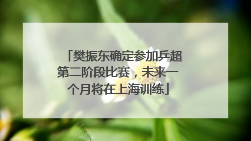 樊振东确定参加乒超第二阶段比赛，未来一个月将在上海训练