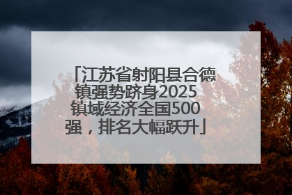 江苏省射阳县合德镇强势跻身2025镇域经济全国500强，排名大幅跃升