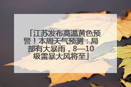 江苏发布高温黄色预警！本周天气预测：局部有大暴雨，8—10级雷暴大风将至