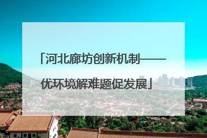河北廊坊创新机制——优环境解难题促发展