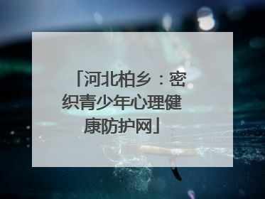 河北柏乡：密织青少年心理健康防护网