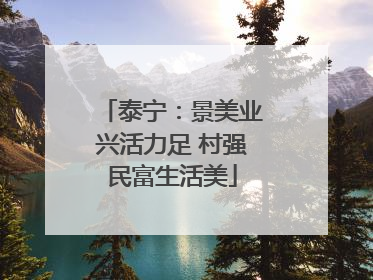 泰宁：景美业兴活力足 村强民富生活美