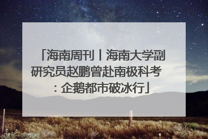 海南周刊丨海南大学副研究员赵鹏曾赴南极科考：企鹅都市破冰行