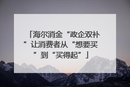 海尔消金“政企双补”让消费者从“想要买”到“买得起”