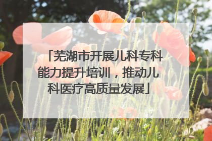 芜湖市开展儿科专科能力提升培训，推动儿科医疗高质量发展
