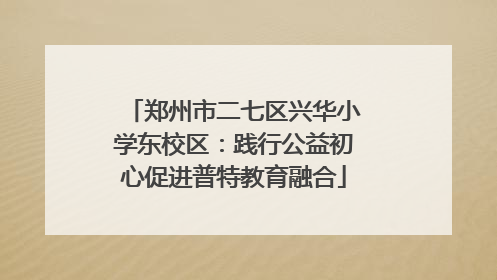 郑州市二七区兴华小学东校区：践行公益初心促进普特教育融合