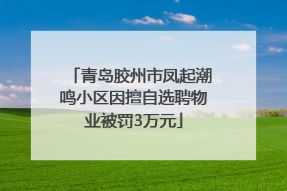 青岛胶州市凤起潮鸣小区因擅自选聘物业被罚3万元