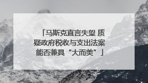 马斯克直言失望 质疑政府税收与支出法案能否兼具“大而美”
