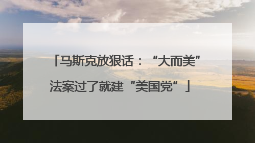 马斯克放狠话：“大而美”法案过了就建“美国党”