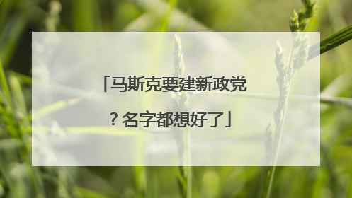 马斯克要建新政党？名字都想好了