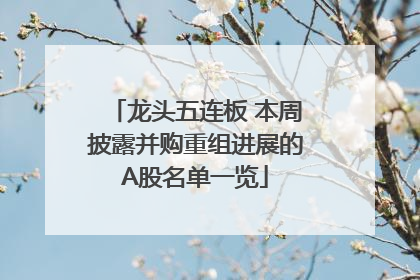 龙头五连板 本周披露并购重组进展的A股名单一览