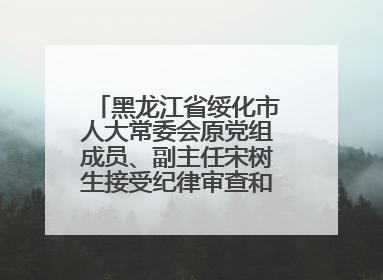 黑龙江省绥化市人大常委会原党组成员、副主任宋树生接受纪律审查和监察调查