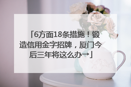 6方面18条措施！锻造信用金字招牌，厦门今后三年将这么办→